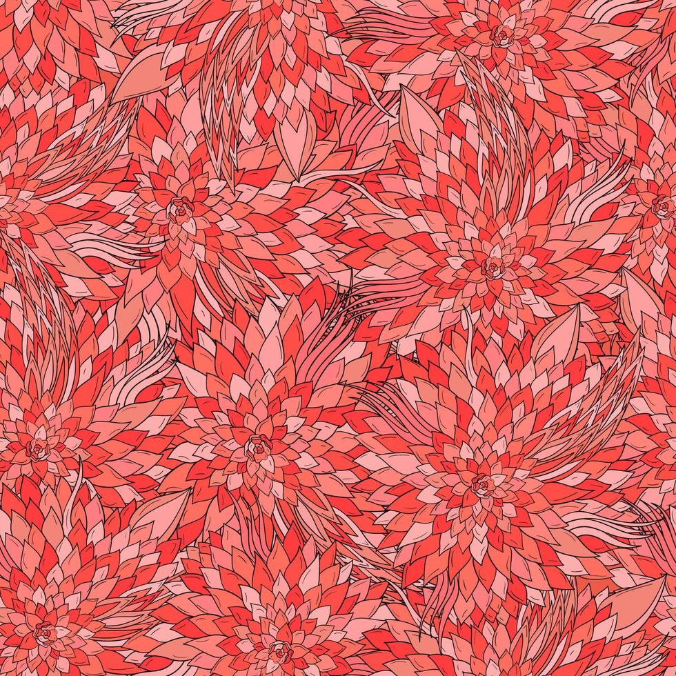 fundo floral sem costura com padrões abstratos de peônias vetor
