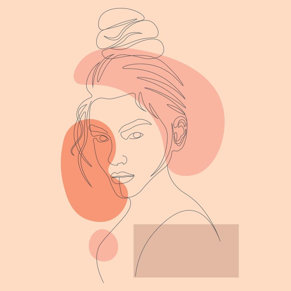 estética abstrata mulheres rosto ilustração desenho de contorno pastel vetor