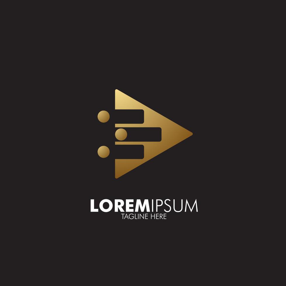 ícone de logotipo de jogo dourado para empresa de música e media player, vetor