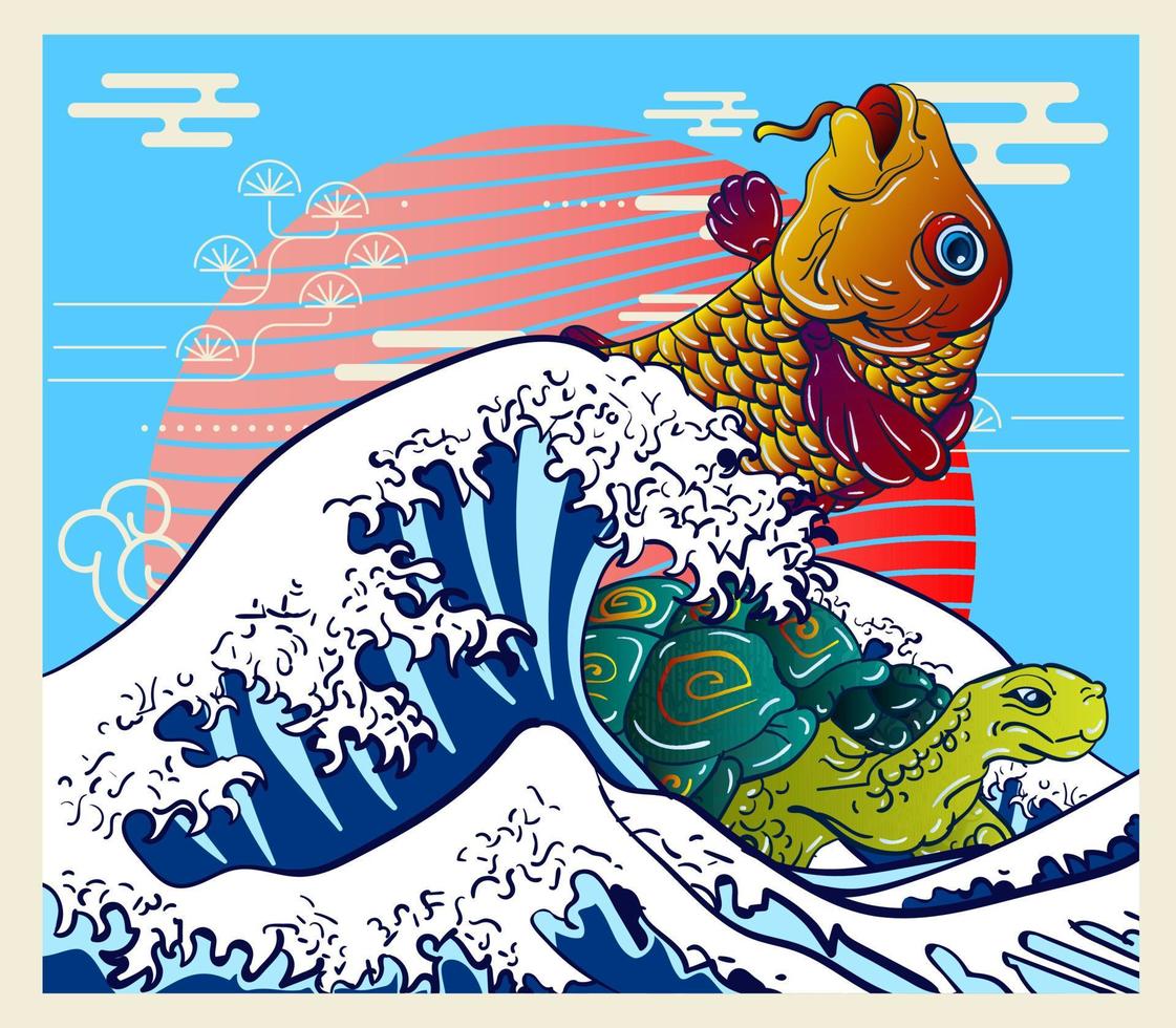 design de ilustração animal para sukajan é um pano tradicional japonês ou camiseta com bordado digital desenhado à mão camisetas masculinas de verão casual manga curta hip hop camiseta streetwear vetor