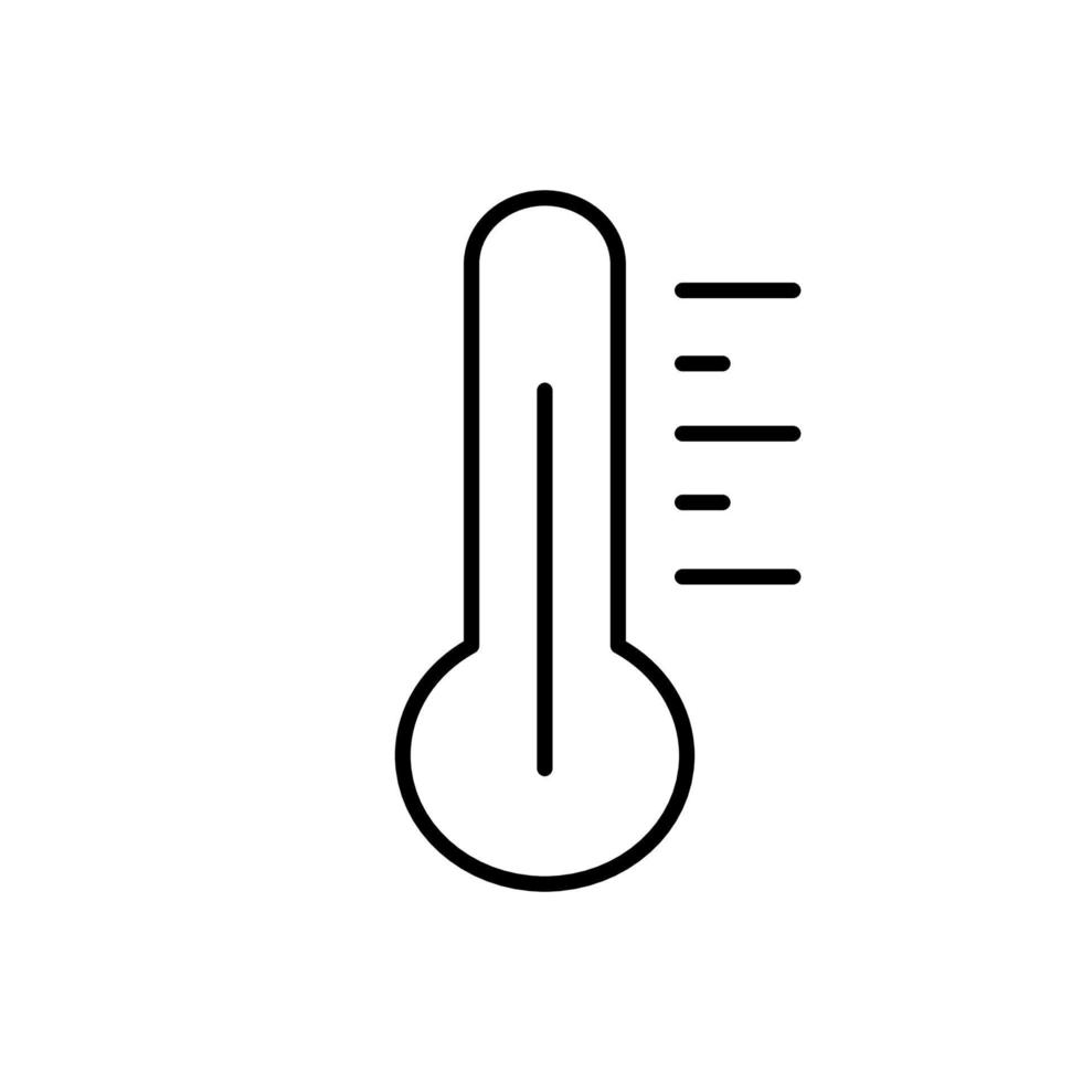 ícone de termômetro de linha fina isolado no fundo branco - vetor
