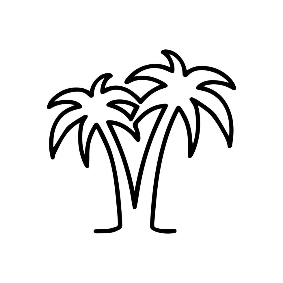 ícone de palmeira de linha fina isolado no fundo branco - vetor