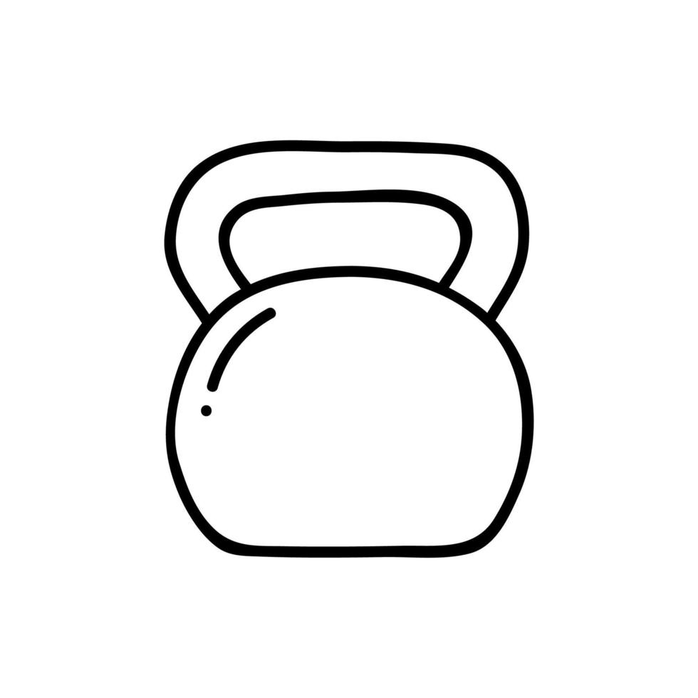 kettlebell de esporte de ícone de linha fina isolado no fundo branco - vetor