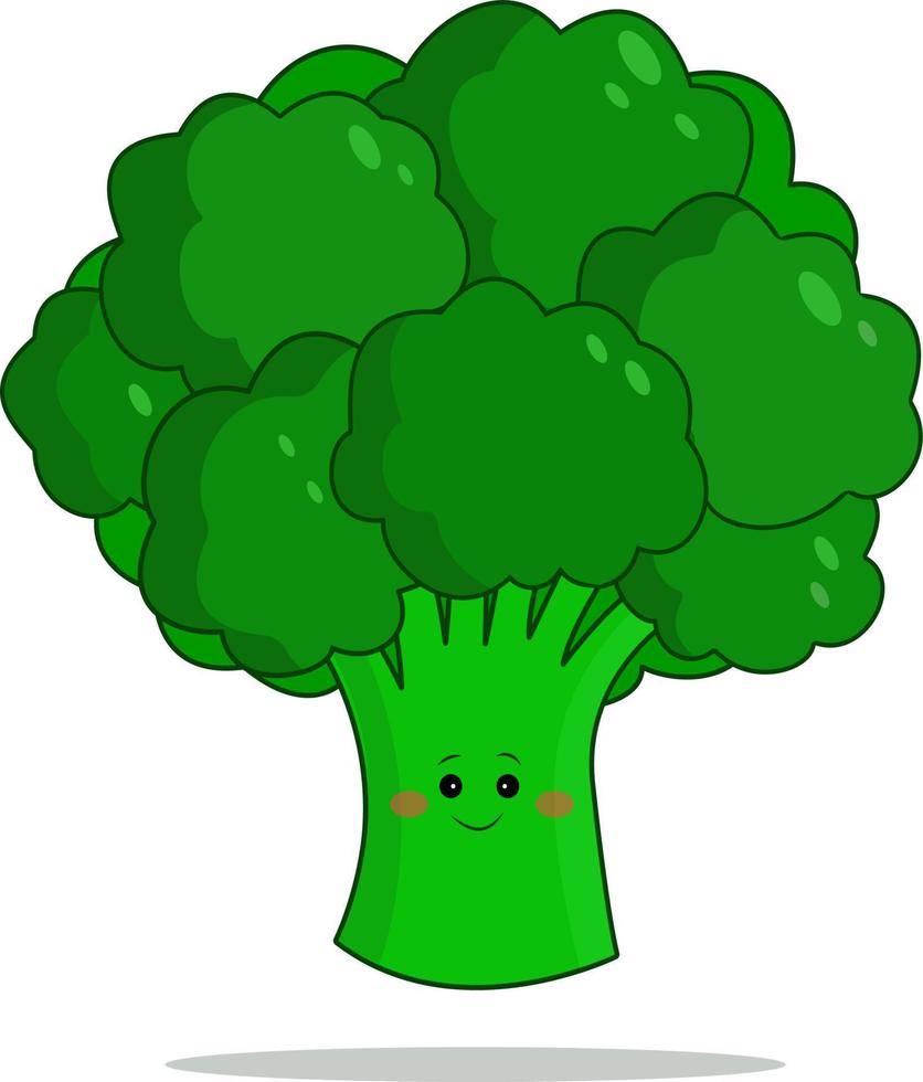 ilustração em vetor de brócolis fofo. design de ícone de personagem de desenho animado em um estilo moderno simples, isolado em um fundo branco. comida saudável de brócolis, nutrição adequada, conceito vegetariano