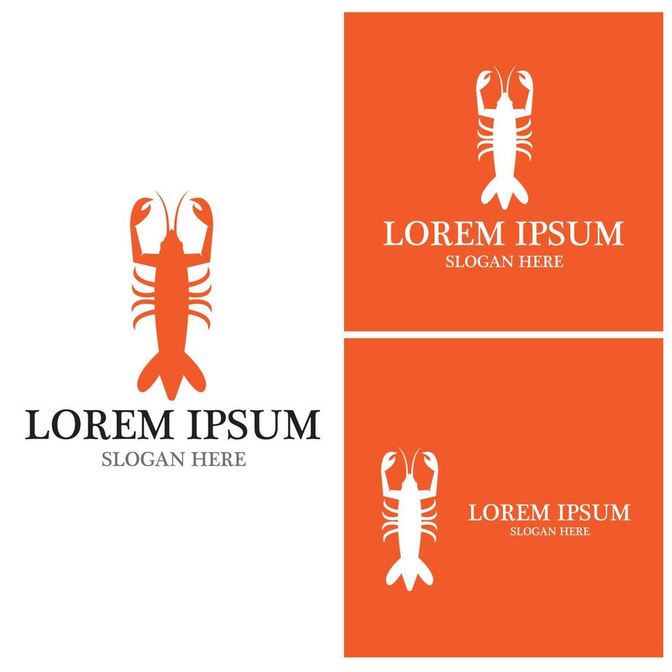 ícone de lagosta e modelo de vetor de símbolo