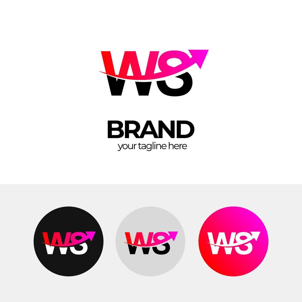 design de logotipo de negócios, logotipo da letra w e s, design de logotipo ws para negócios, seta, aumentar a escala, aumentar os negócios vetor