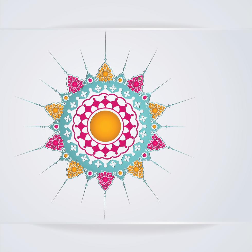 detalhe colorido ornamental islâmico realista de mosaico, modelo de cartão de saudação vetor