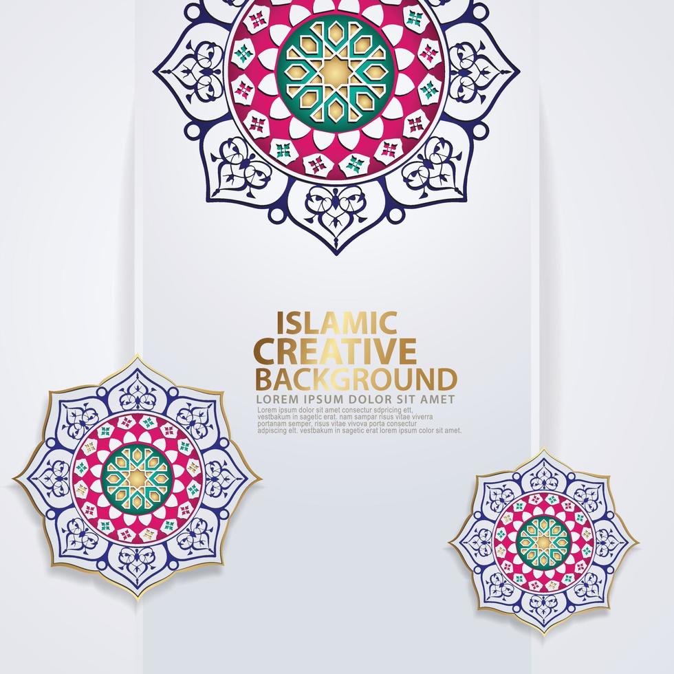 eventos de casamento tradicional islâmico e outros usuários com detalhes coloridos ornamentais islâmicos realistas de mosaico vetor