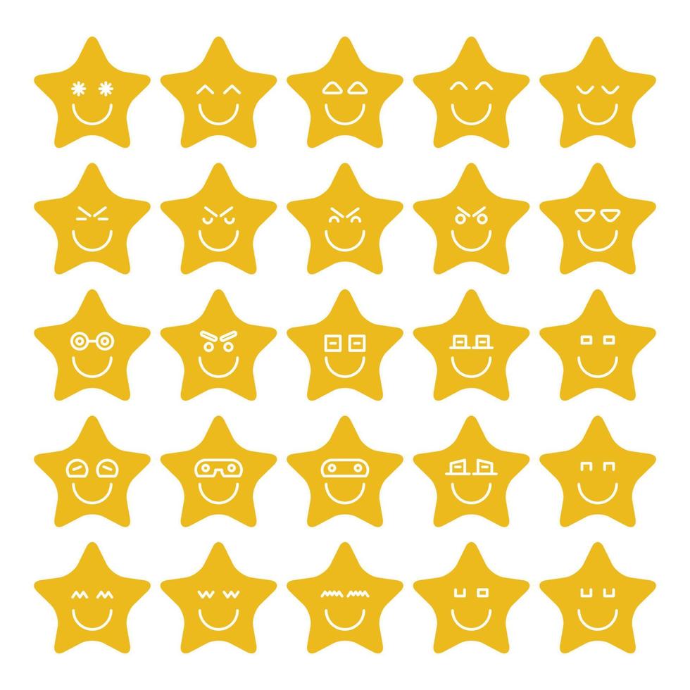 conjunto de vetores de emoticons de estrelas