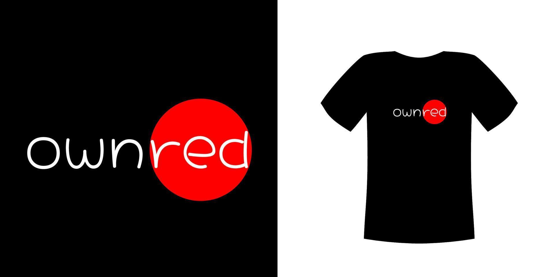 vetor de design de camiseta, com imagem de círculo vermelho em pano preto com próprio texto vermelho, personalizável para diferentes cores de fundo