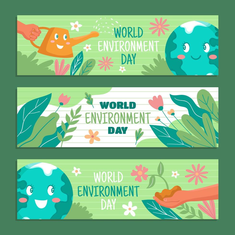 coleção de banner de conscientização do dia mundial do meio ambiente vetor