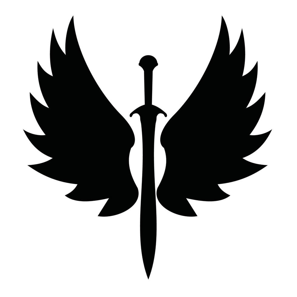 logotipo de asas e espada vetor