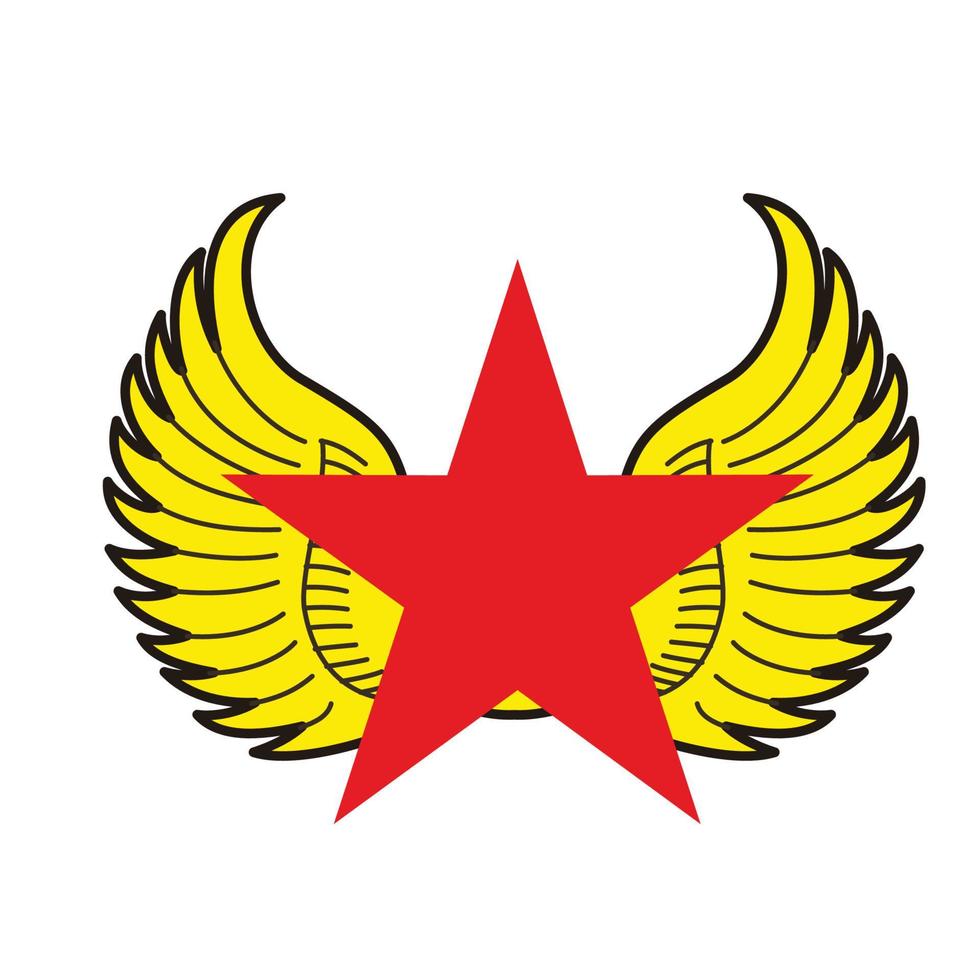 emblema estrela asas vetor