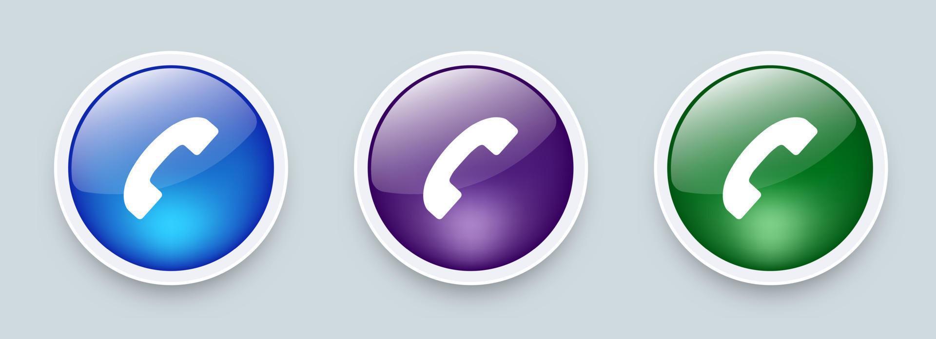 símbolo de botão de chamada de telefone colorido isolado. coleção de ícones de telefone. vetor