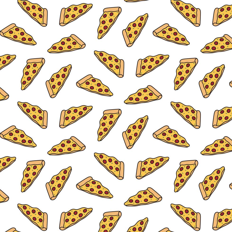 ilustração vetorial desenhada à mão do padrão de pizza em estilo cartoon vetor