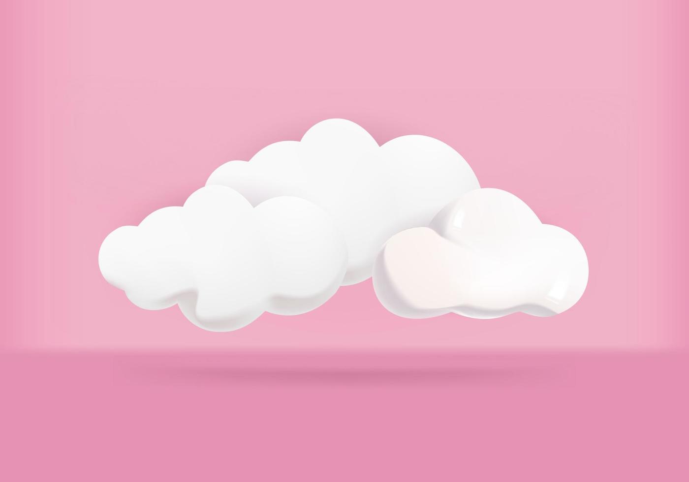 ilustrações vetoriais de nuvens 3d com fundo rosa vetor