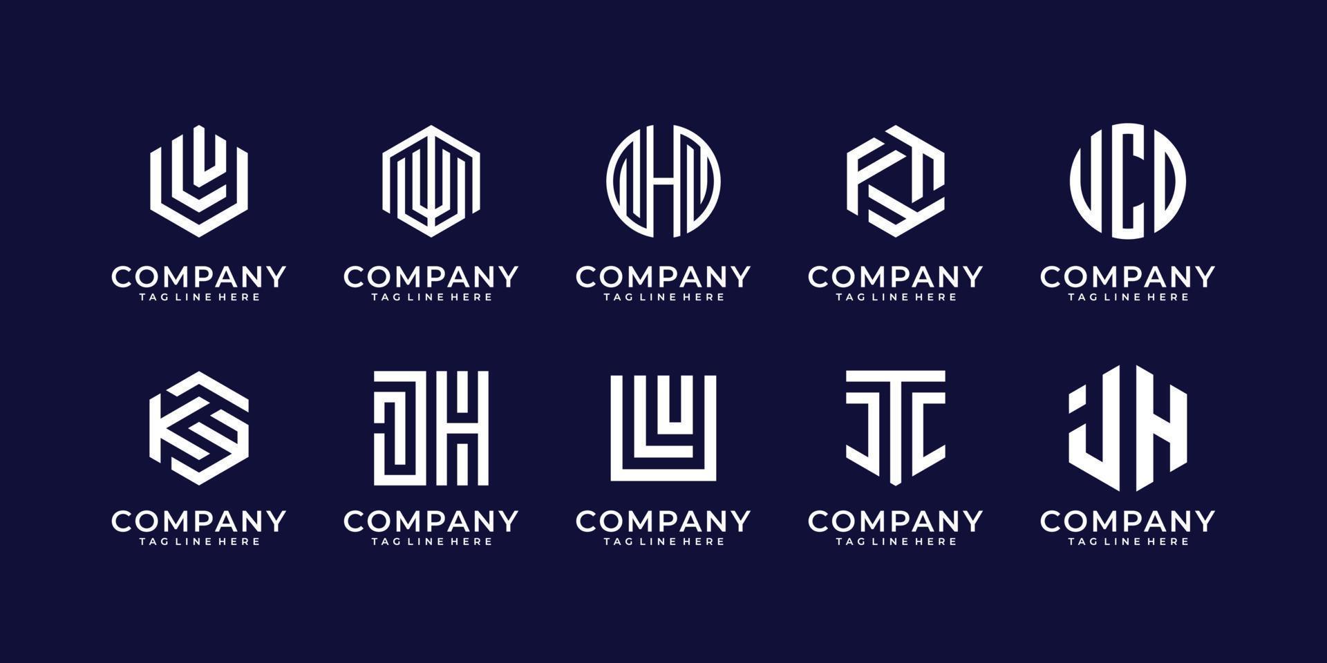 coleção de pacote de design de logotipo de monograma abstrato vetor