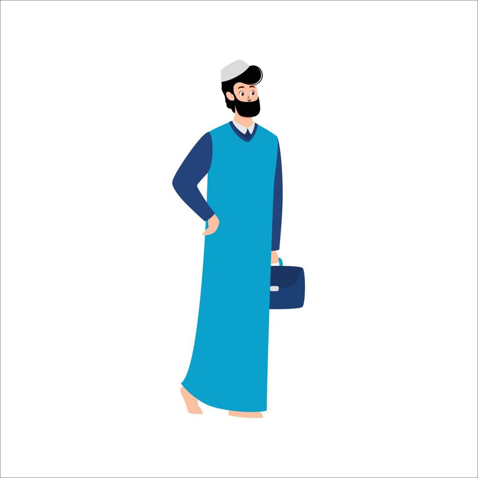 realizando atividades usando ilustração vetorial de vestido islâmico vetor