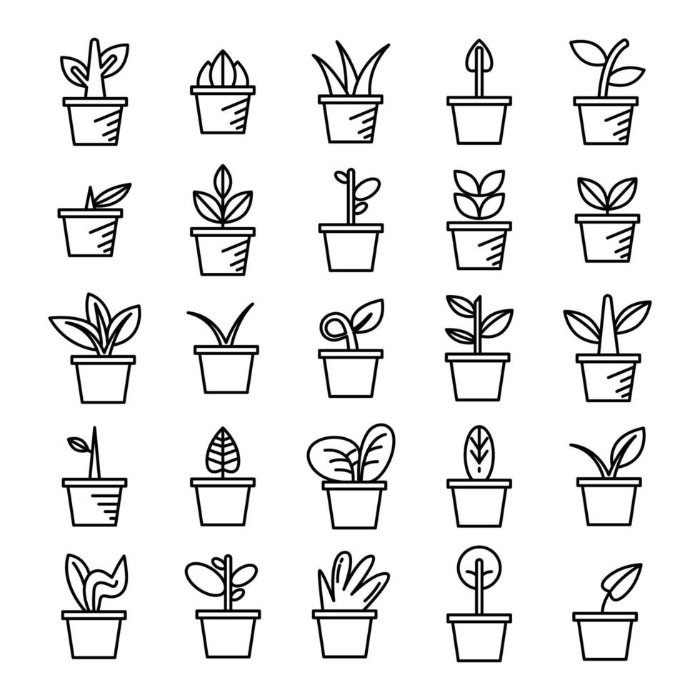 ilustração de linha de ícones de plantas de casa vetor