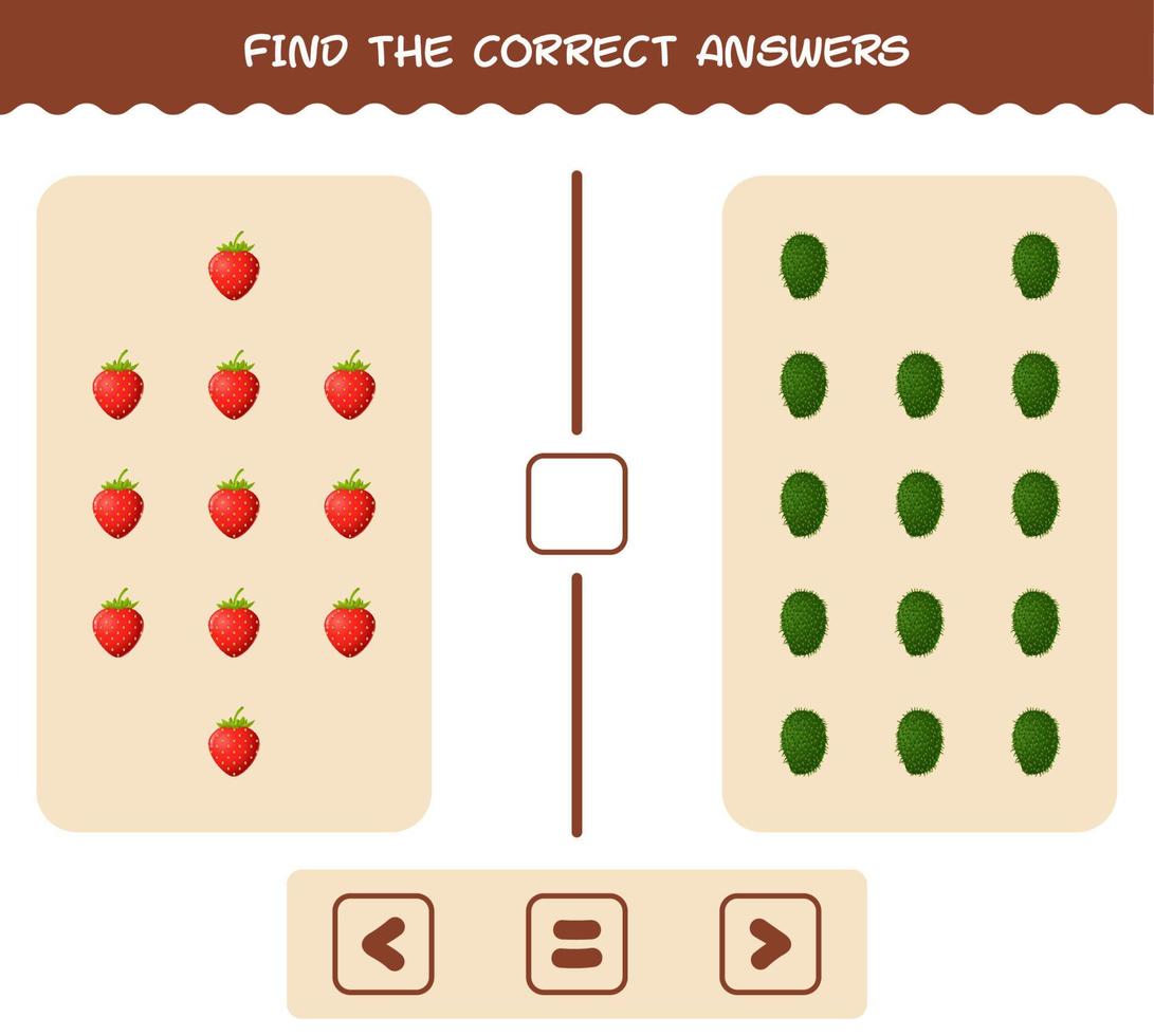 encontre as sombras corretas das frutas dos desenhos animados. jogo de busca e correspondência. jogo educativo para crianças e bebês da pré-escola vetor