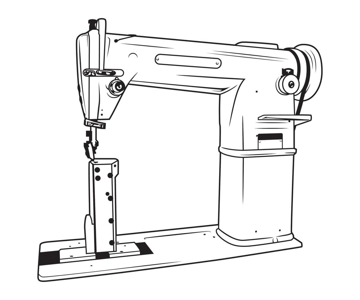 ilustração de arte de linha de máquina de costura vetor