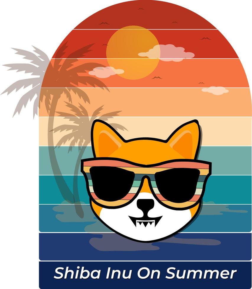 moeda criptográfica shiba inu em fundo de verão vetor