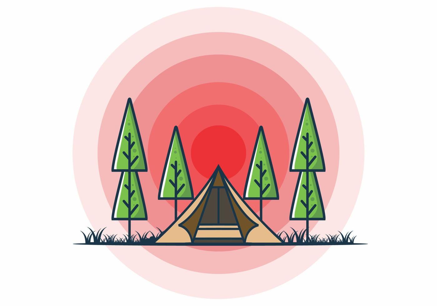 ilustração plana de acampamento de tenda triangular vetor