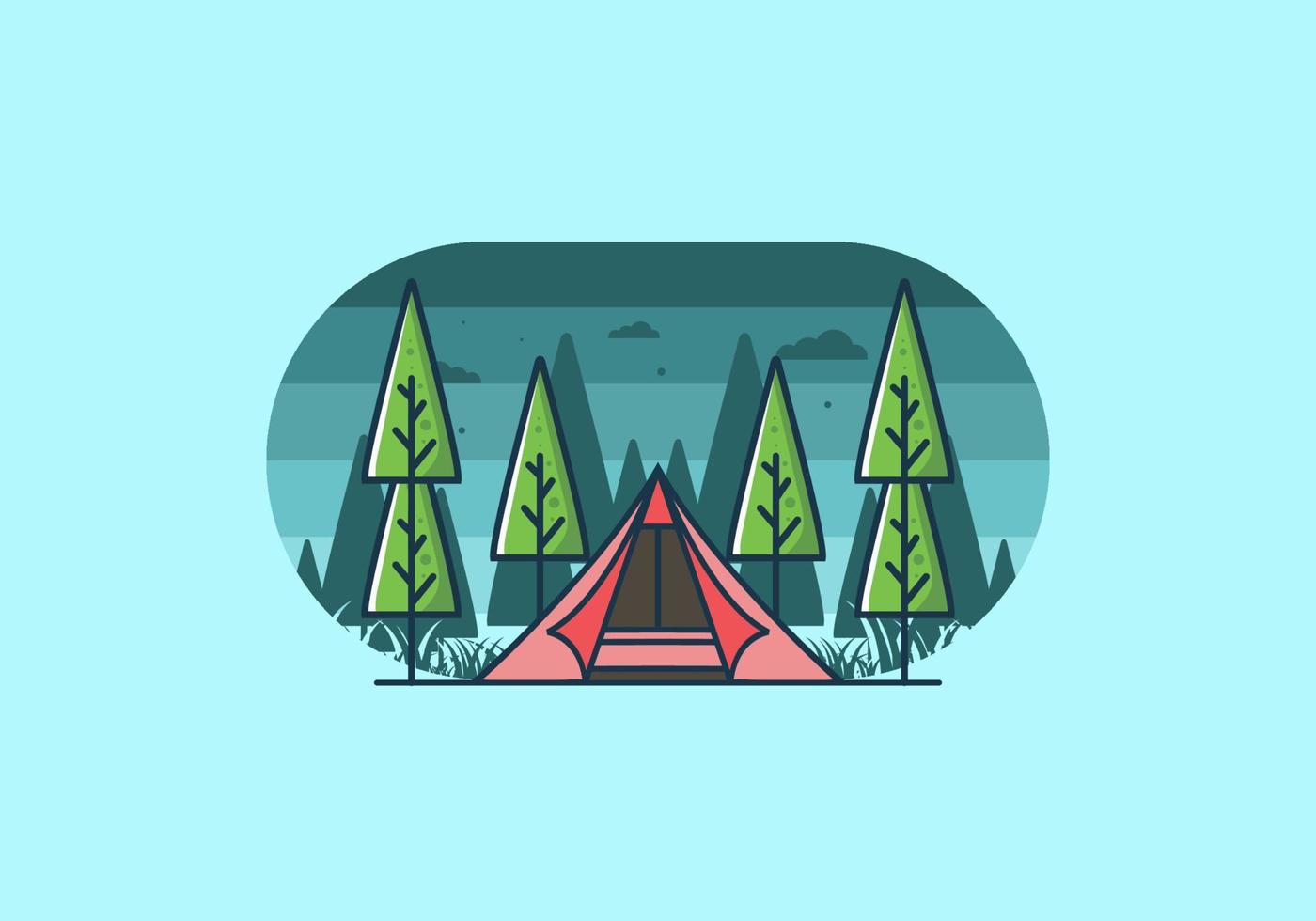 ilustração plana de acampamento de tenda triangular vetor