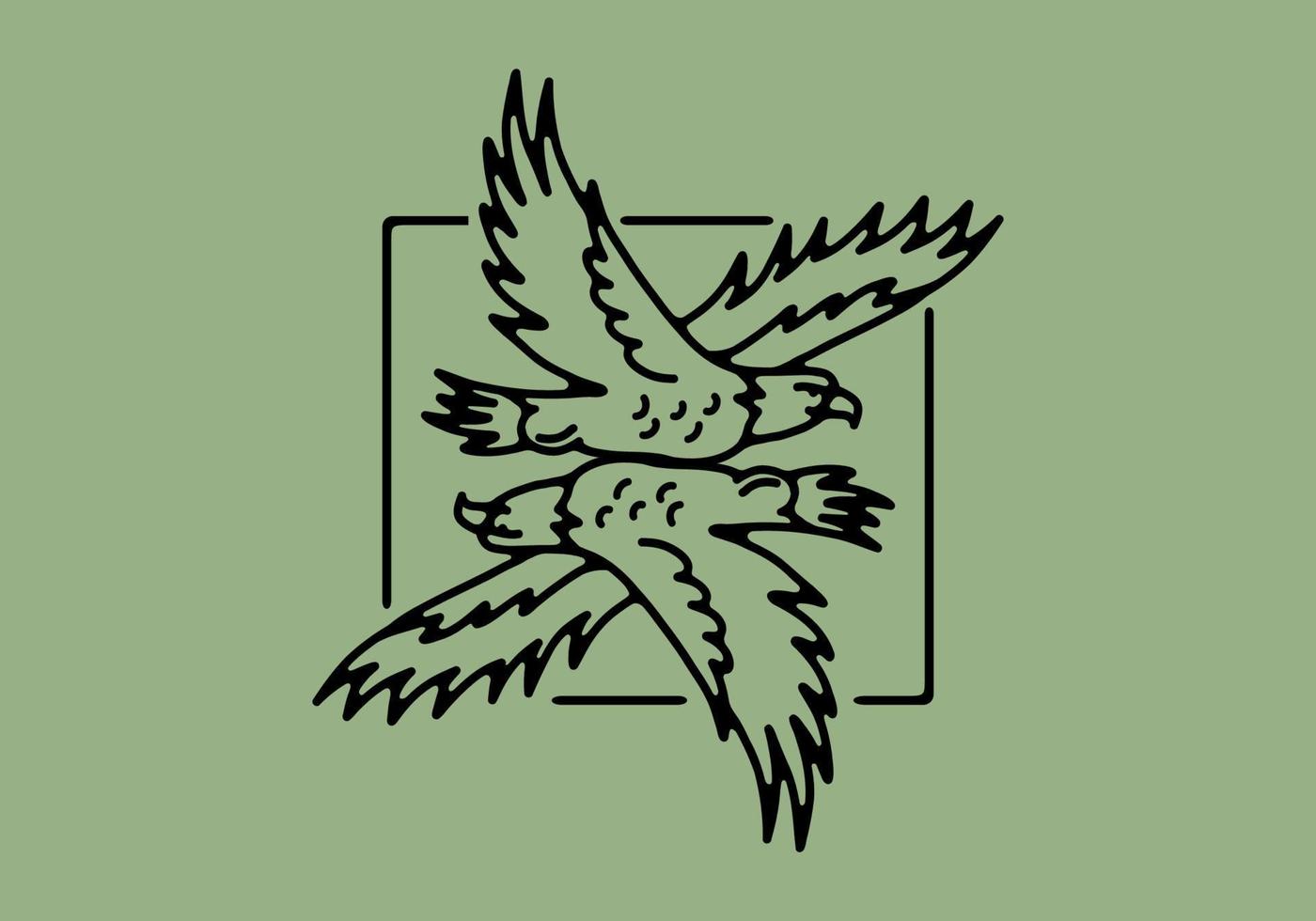 ilustração de arte de linha de águia voadora vetor
