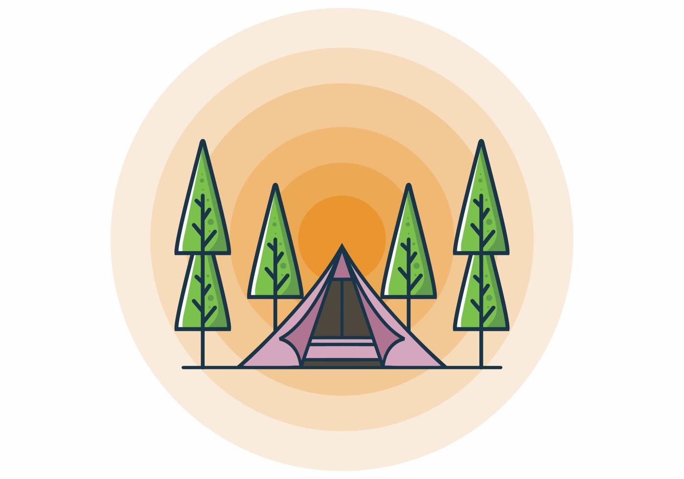 ilustração plana de acampamento de tenda triangular vetor