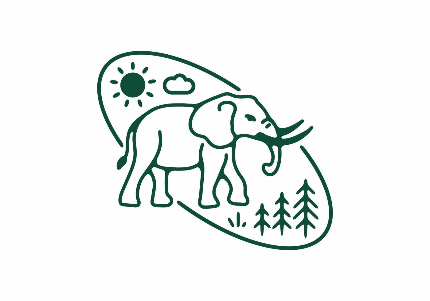 ilustração de arte de linha de elefante vetor