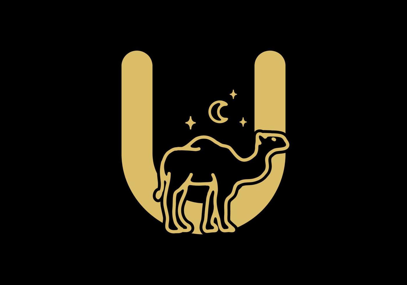 cor marrom de u letra inicial com forma de camelo vetor