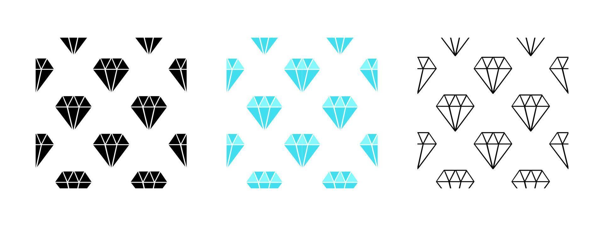 padrão sem costura de diamante em três estilos vetor