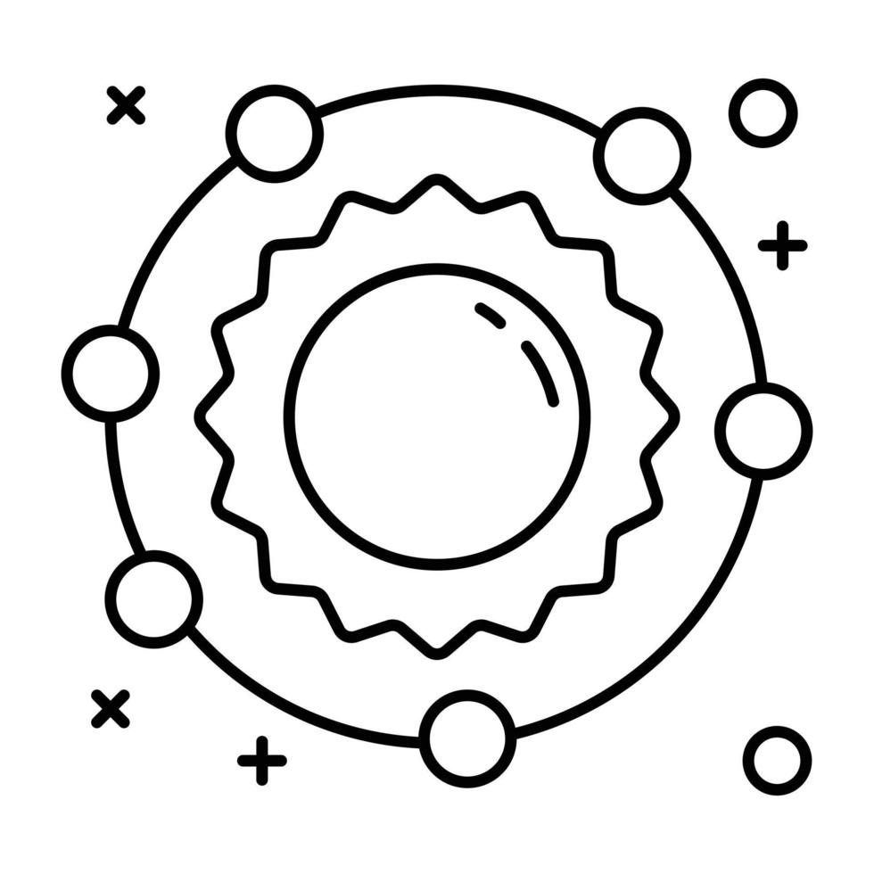 ícone linear fácil de usar do sistema planetário vetor