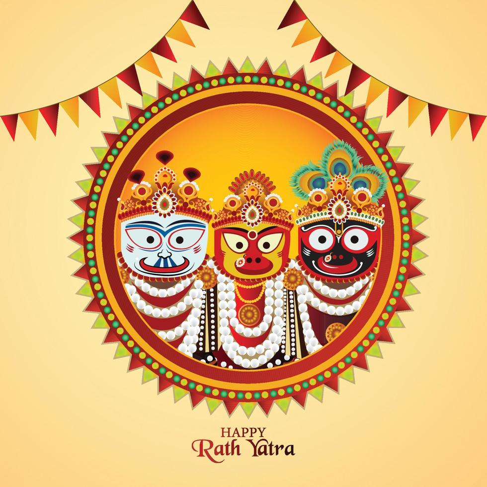 feliz fundo de celebração jagannath rathyatra com ilustração vetorial vetor