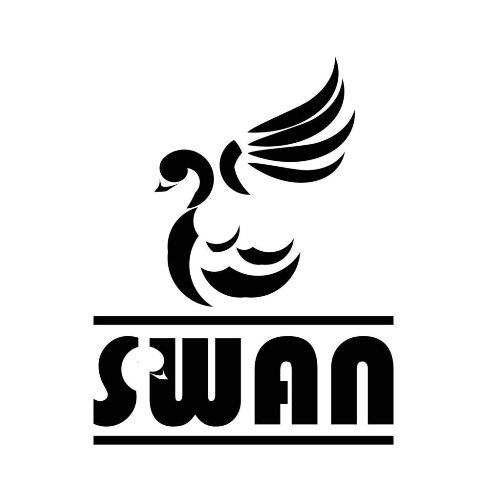 ícone de modelo criativo simples de logotipo de cisne com espaço negativo vetor