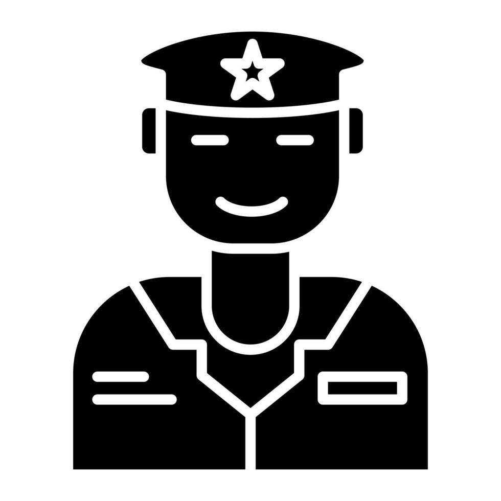 ícone de glifo de piloto do exército vetor