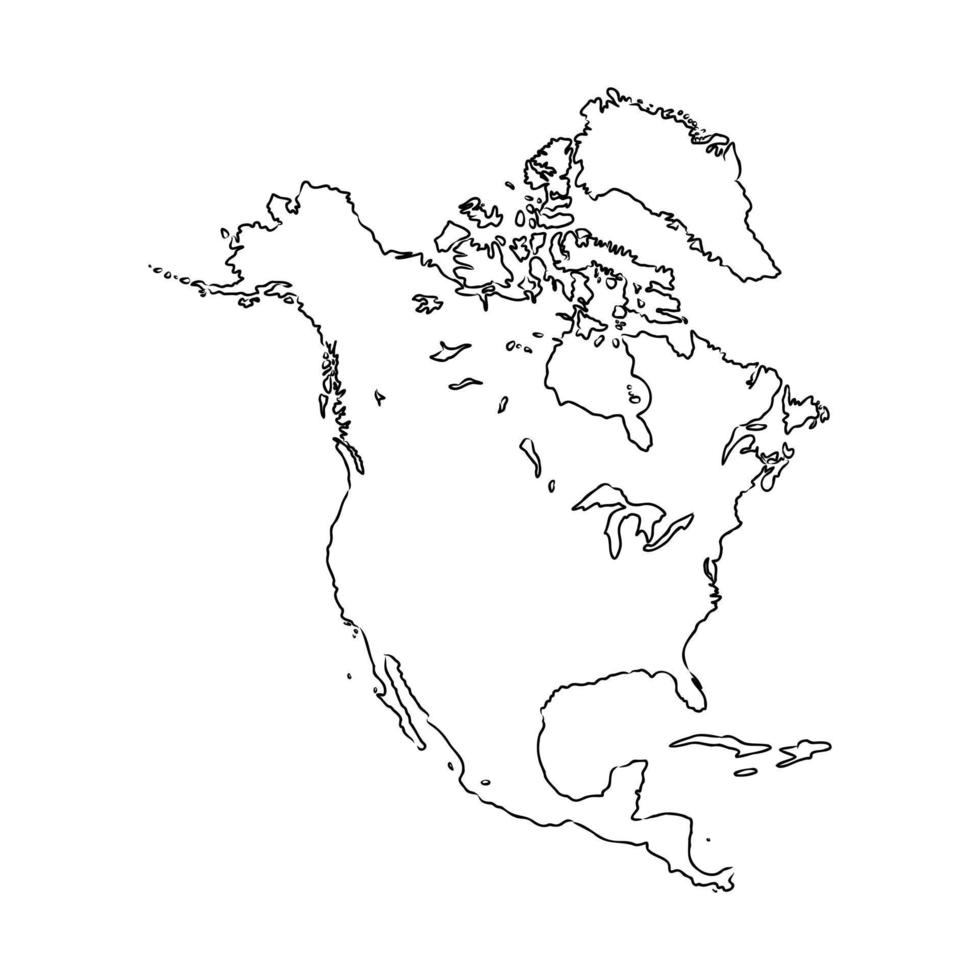 esboço de vetor de mapa da américa do norte