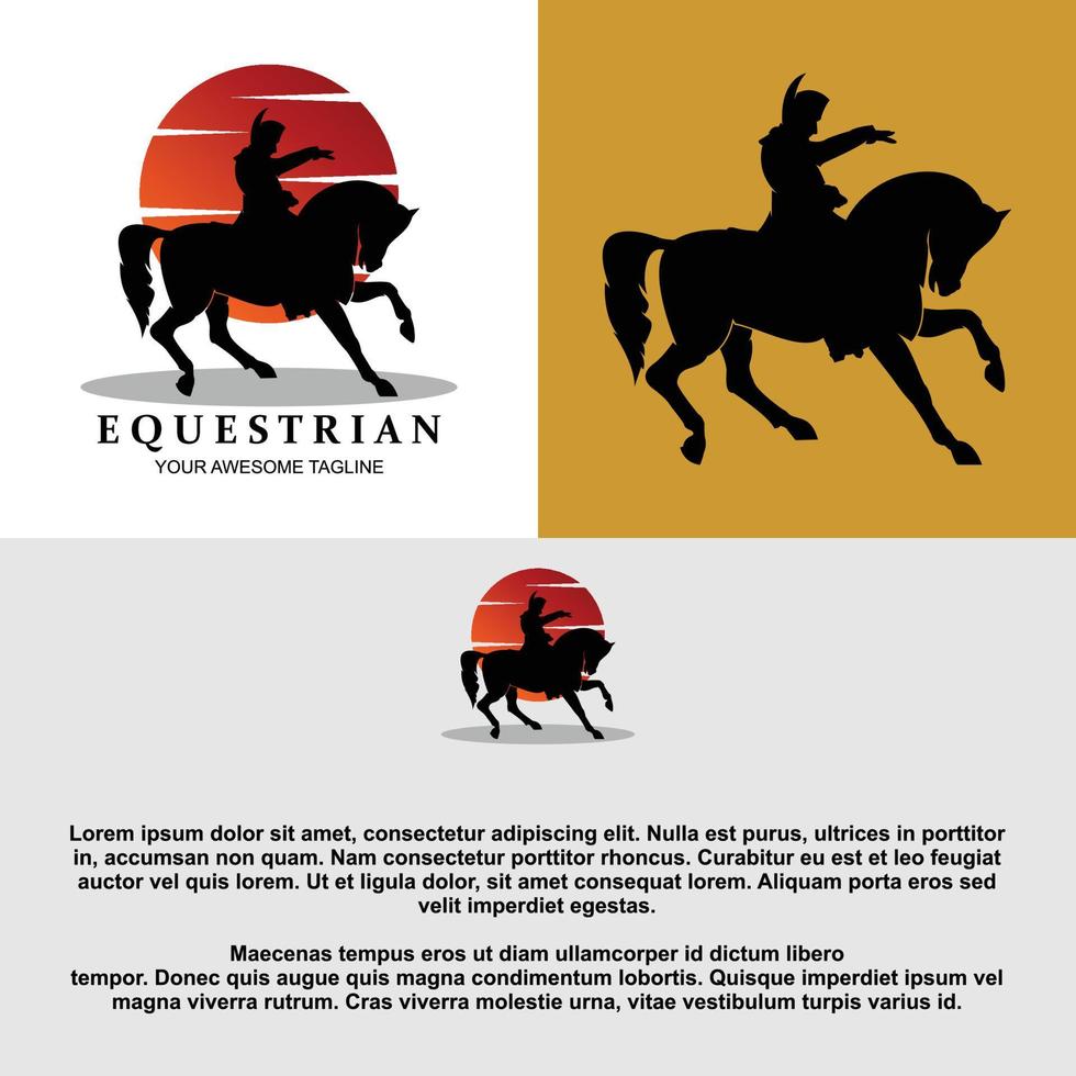 modelo de logotipo de silhueta equestre criativa vetor