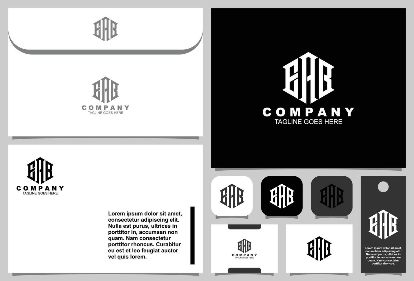 carta eab design de logotipo monograma com modelo de papelaria vetor