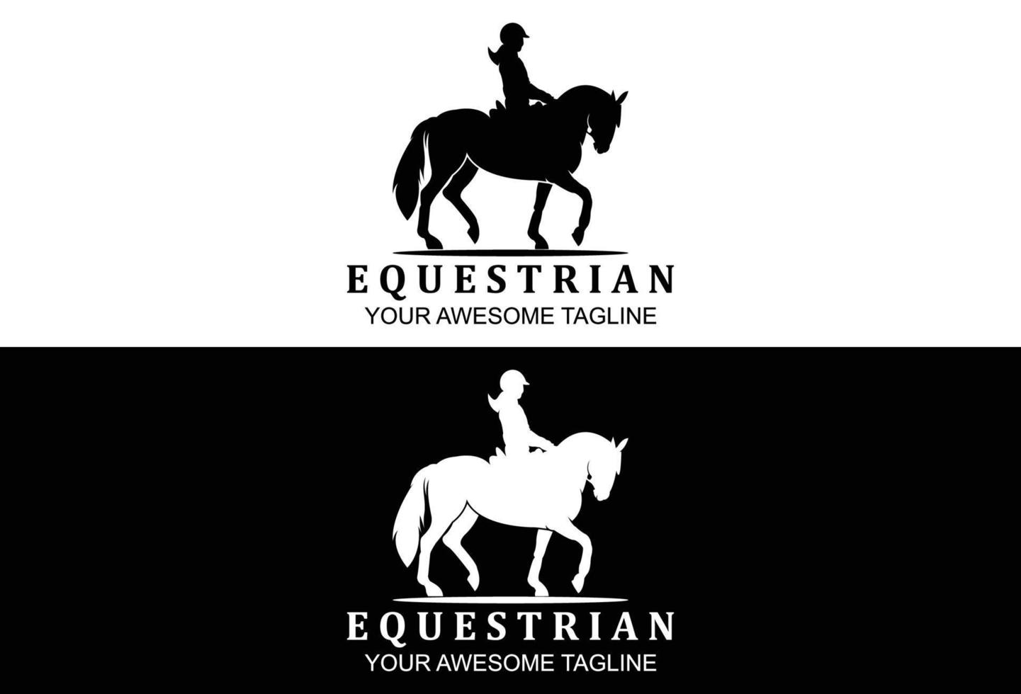 modelo de logotipo de silhueta equestre criativa vetor