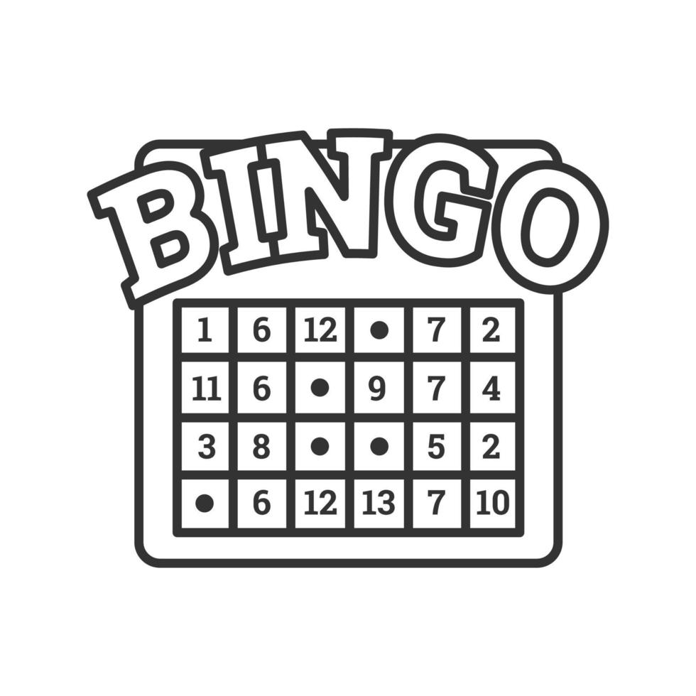 ícone linear do jogo de bingo. loteria. ilustração de linha fina. símbolo de contorno do cassino. desenho de contorno isolado de vetor