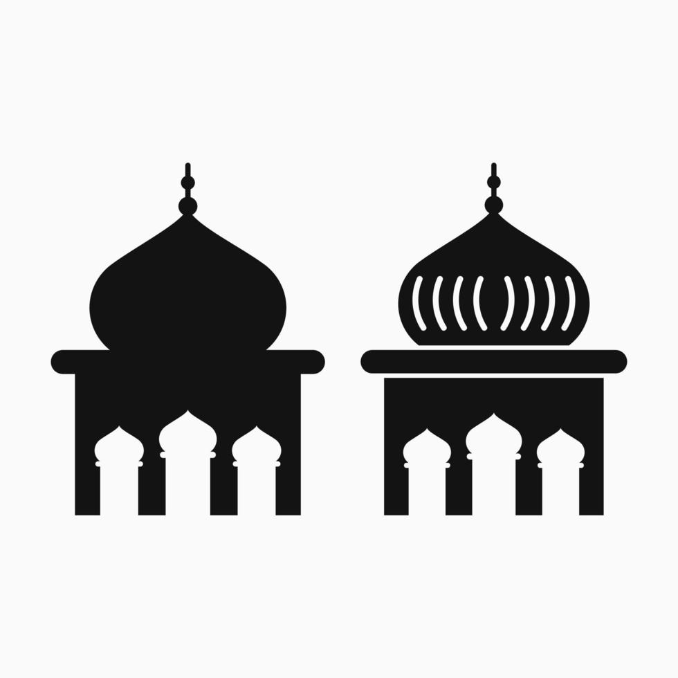 ilustração da mesquita. Preto e branco. silhueta ou estilo preenchido. adequado para ícones, logotipos, símbolos e sinais vetor