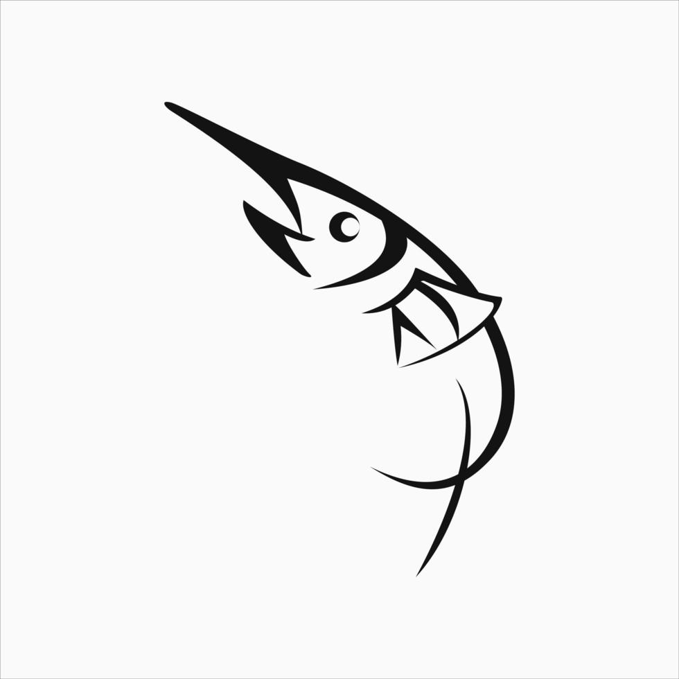 ilustração de um peixe. ícone de linha de peixe. conceito de logotipo simples. adequado para logotipo, ícones e símbolo. como logotipo do restaurante de frutos do mar vetor