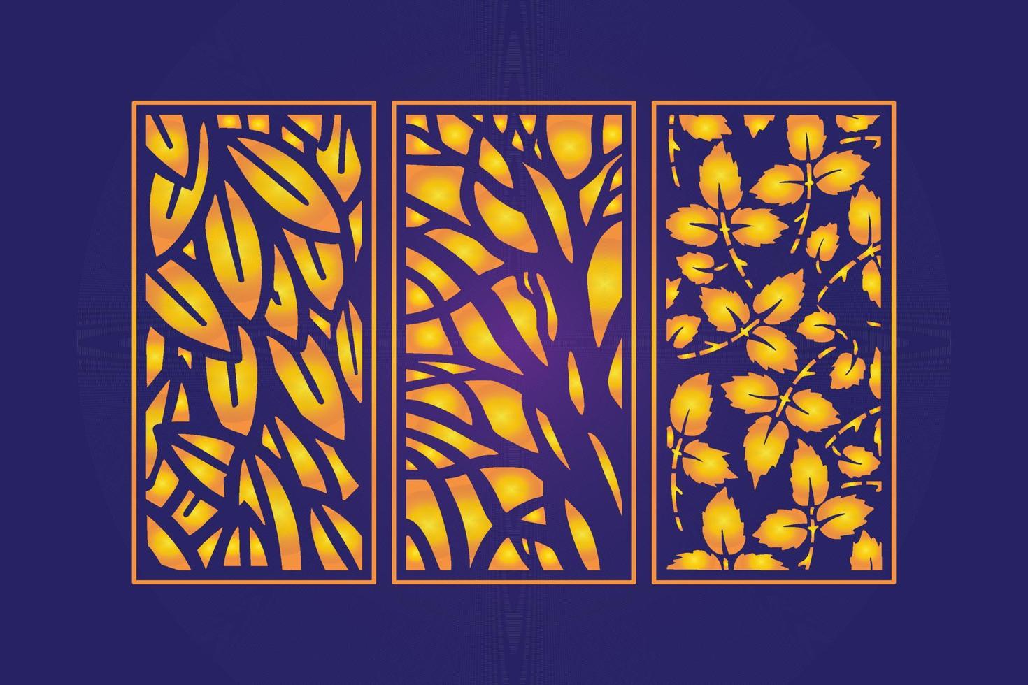 modelo de painéis de corte a laser abstrato floral cortado decorativo vetor