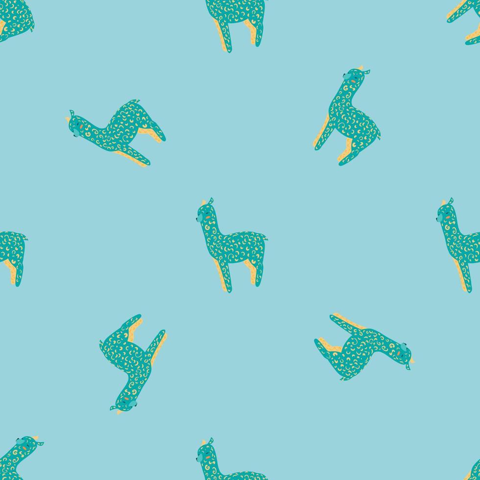 padrão sem emenda de alpaca alegre. fundo com lhama engraçada no estilo doodle para tecido. vetor