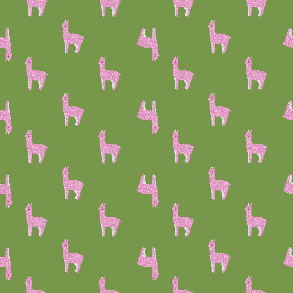 padrão sem emenda de alpaca alegre. fundo com lhama engraçada no estilo doodle para tecido. vetor