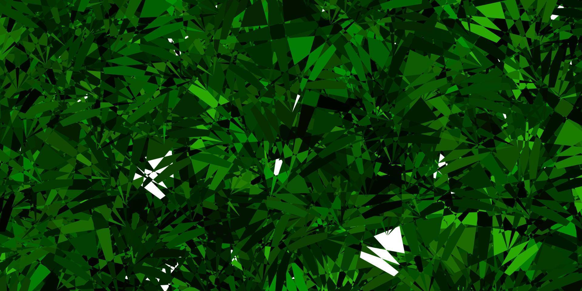 pano de fundo vector verde escuro com triângulos, linhas.