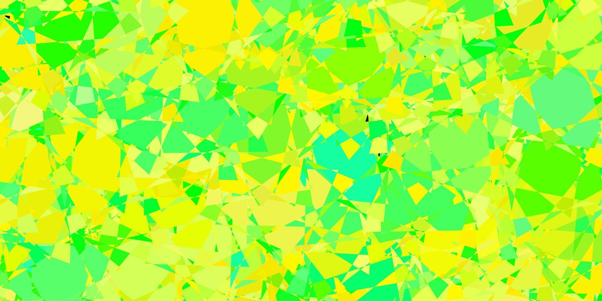 padrão de vetor verde e amarelo escuro com formas poligonais.