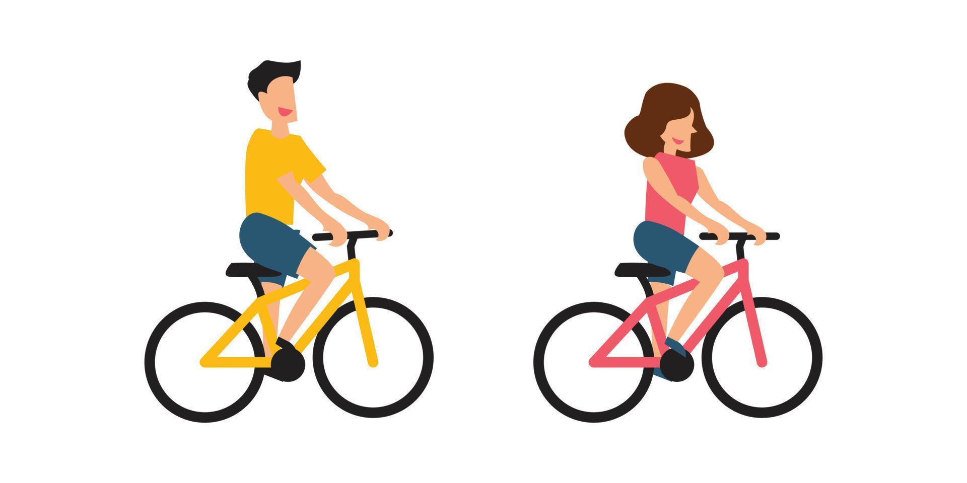 design de ilustração vetorial de estilo simples de ciclista casal vetor